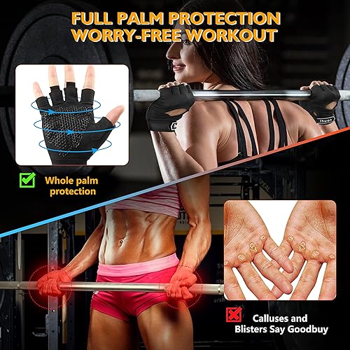 Miniatura 3 de ihuan Nuevos guantes de entrenamiento transpirables para mujeres y hombres, no más sudor y protección completa de la palma de la mano, ejercicio,