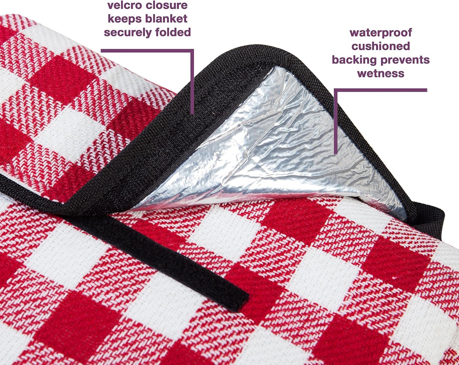 Extra Large Picnic & Outdoor Blanket with Waterproof Backing 80" x 90"