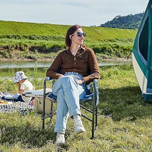 Miniatura 7 de Portal Silla de directores sillas de camping para adultos con mesa auxiliar, sillas plegables para adultos, sillas de director plegables para sillas
