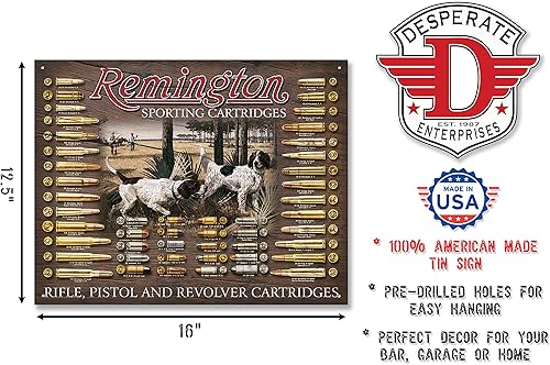 Miniatura 2 de Desperate Enterprises Remington Bullet Board - Letrero de hojalata de 12.5 x 16 pulgadas, 16 x 12 pulgadas