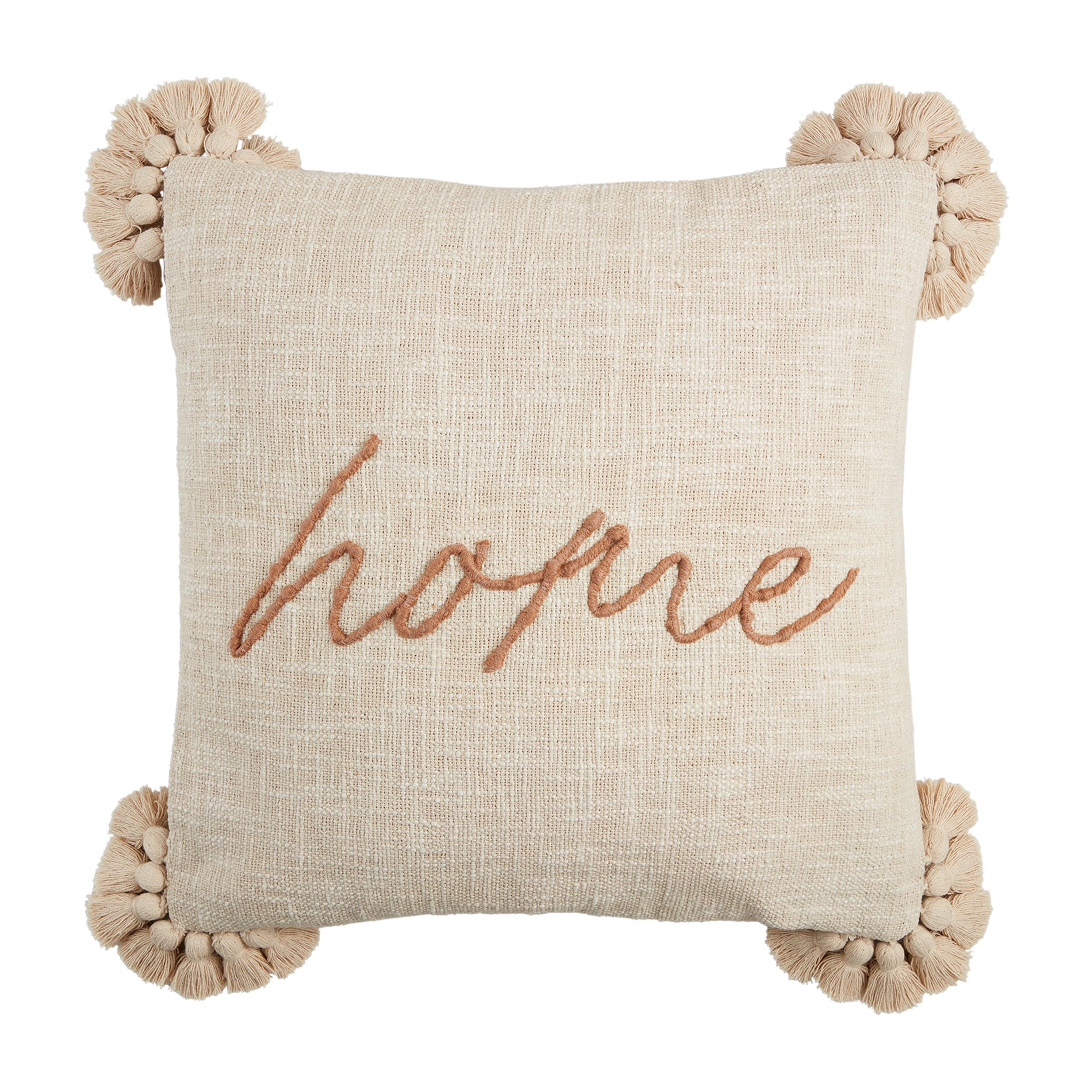 Mud Pie Home Embroidery Tassel Pillow