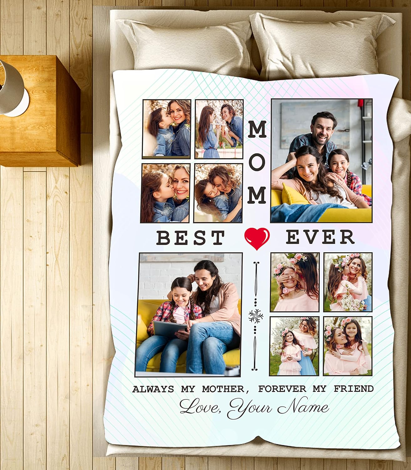 Customized to My Mom Blanket from Daughter & Son. Plush Fleece Blanket Throw. Gift for Mothers Day & Birthday.[Custom] (Mom Blanket 20, 60" X 80")