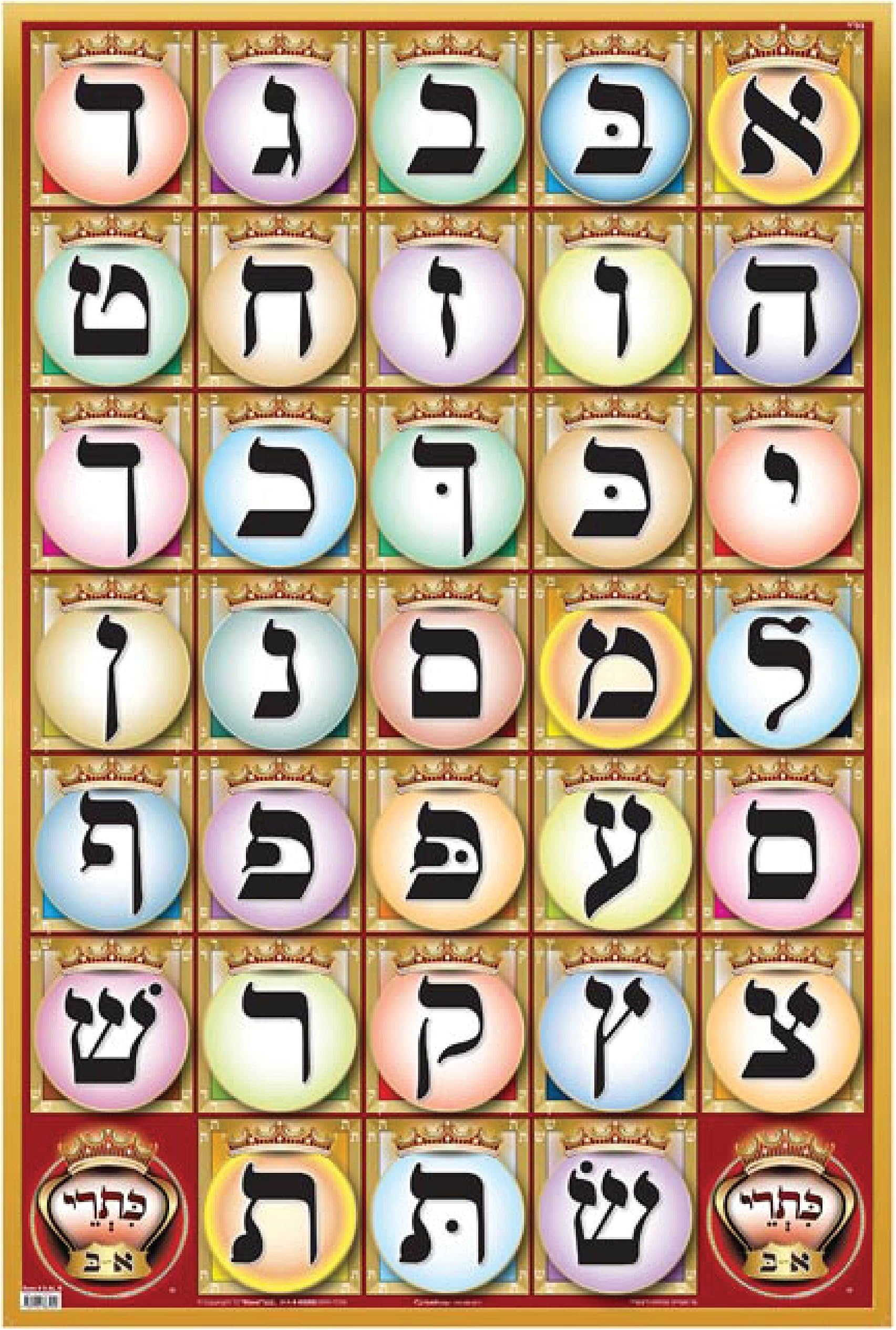 KISREI 13" x 19" Alef Bais Educational Colorful Poster, Fully Laminated