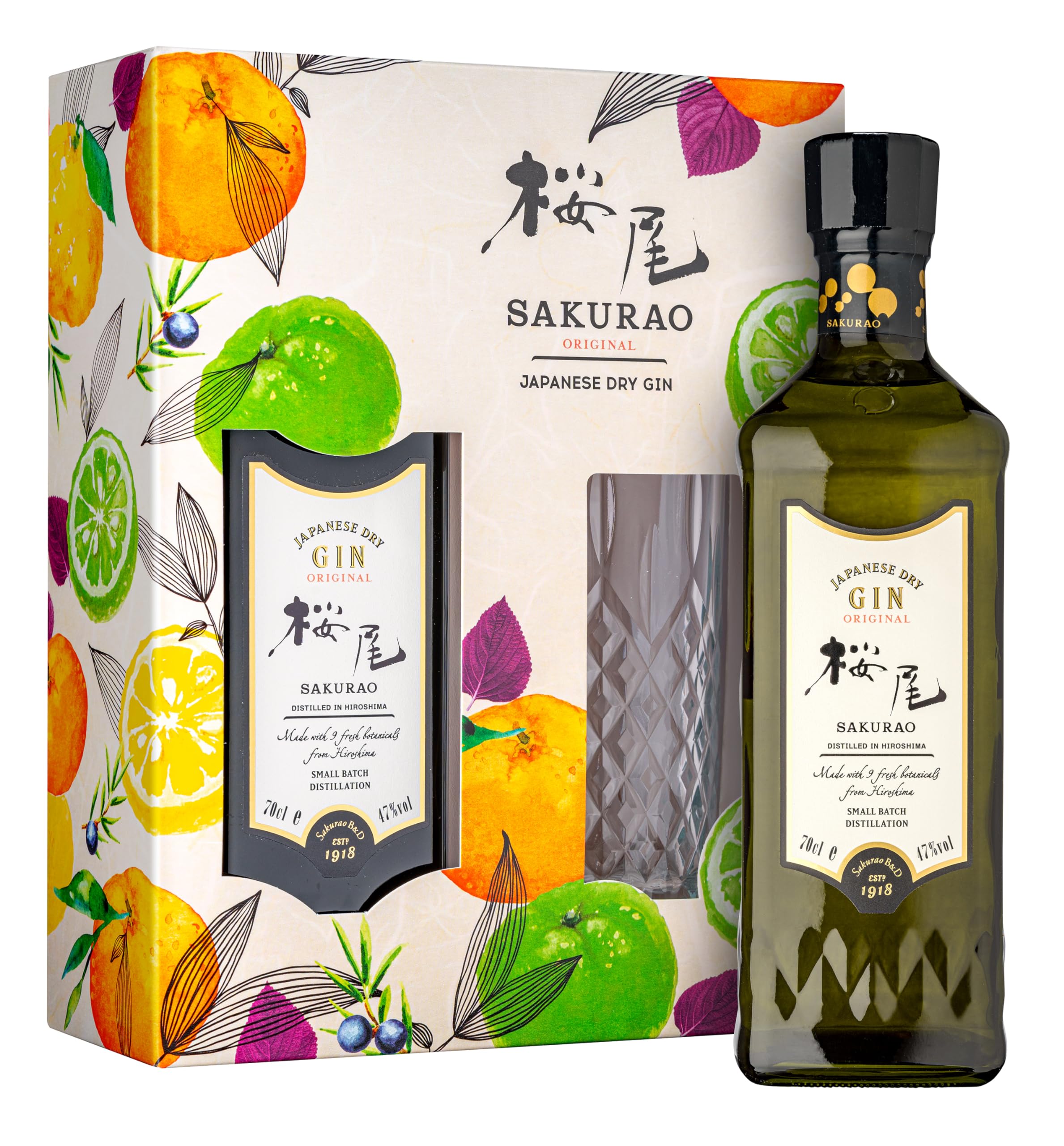 Sakurao Original Gin Japonais Coffret + 1 verre 47° 70cl