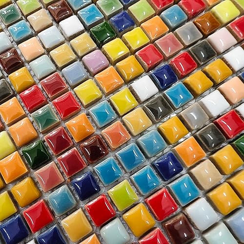 Hominter Colorful Ceramic Mosaic Mini Square Glossy Porcelain Tile for