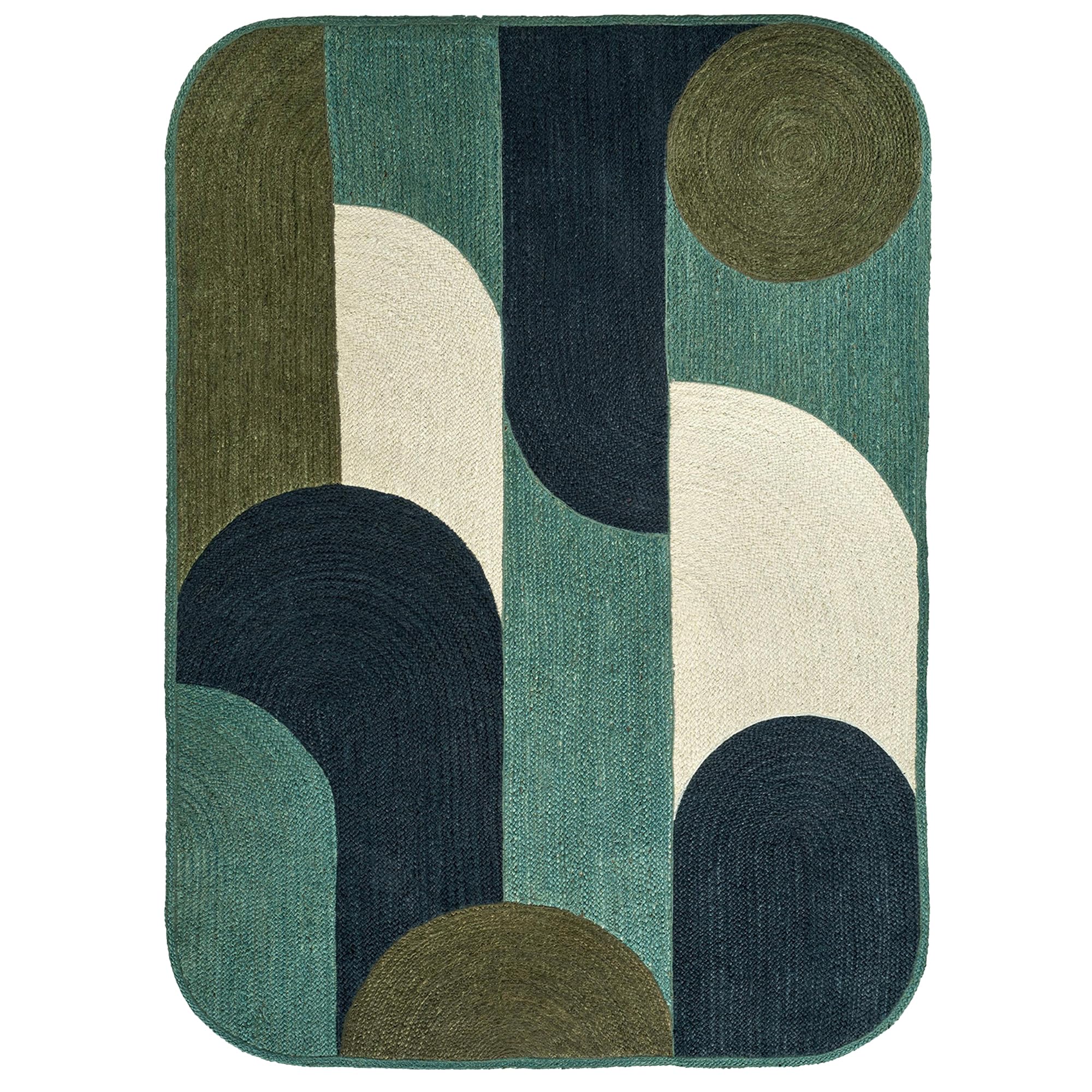 Tapis de couloir en jute bleu tissé à la main style rustique
