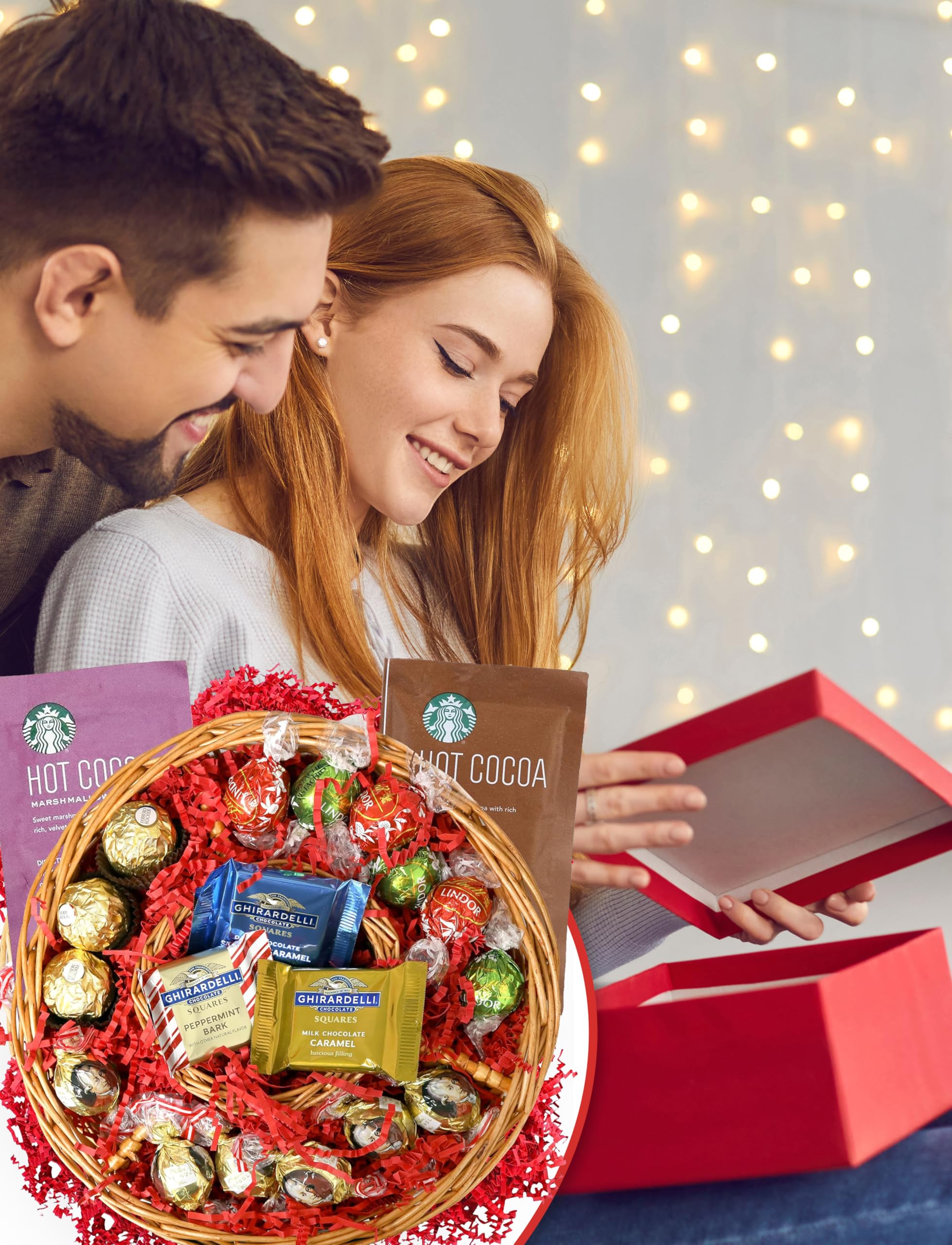 Chocolate Gift Tray, Truffles with Prime Peppermint Hot Cocoa, Gifts for Women Men Family Friends: Tray 4