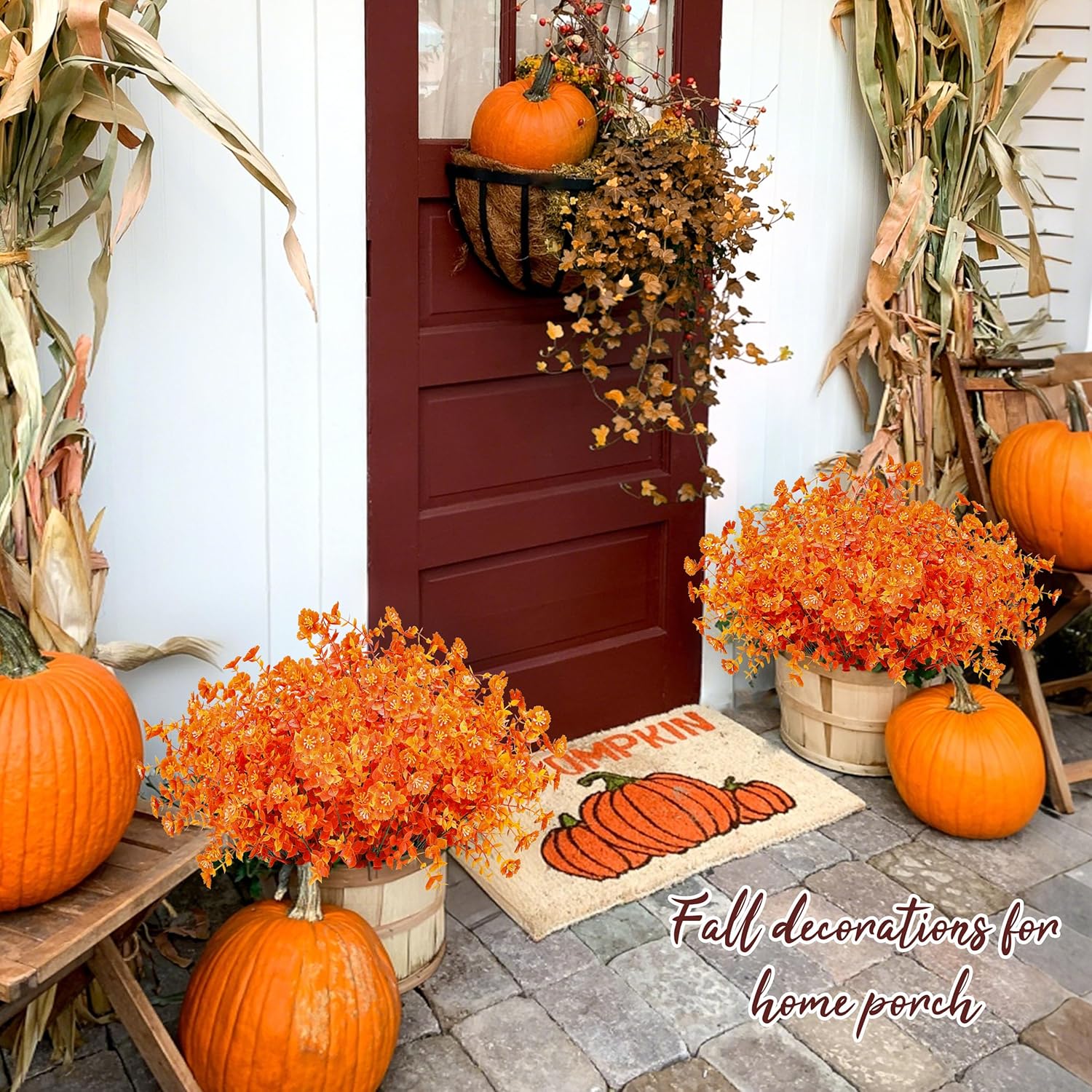 Der Rose 24 Bundles Artificial Mums Fall Flowers for Outdoor Fake Mums Flowers Plants Fall Decoration for Home Garden Porch Farmhouse Decor - Image 4