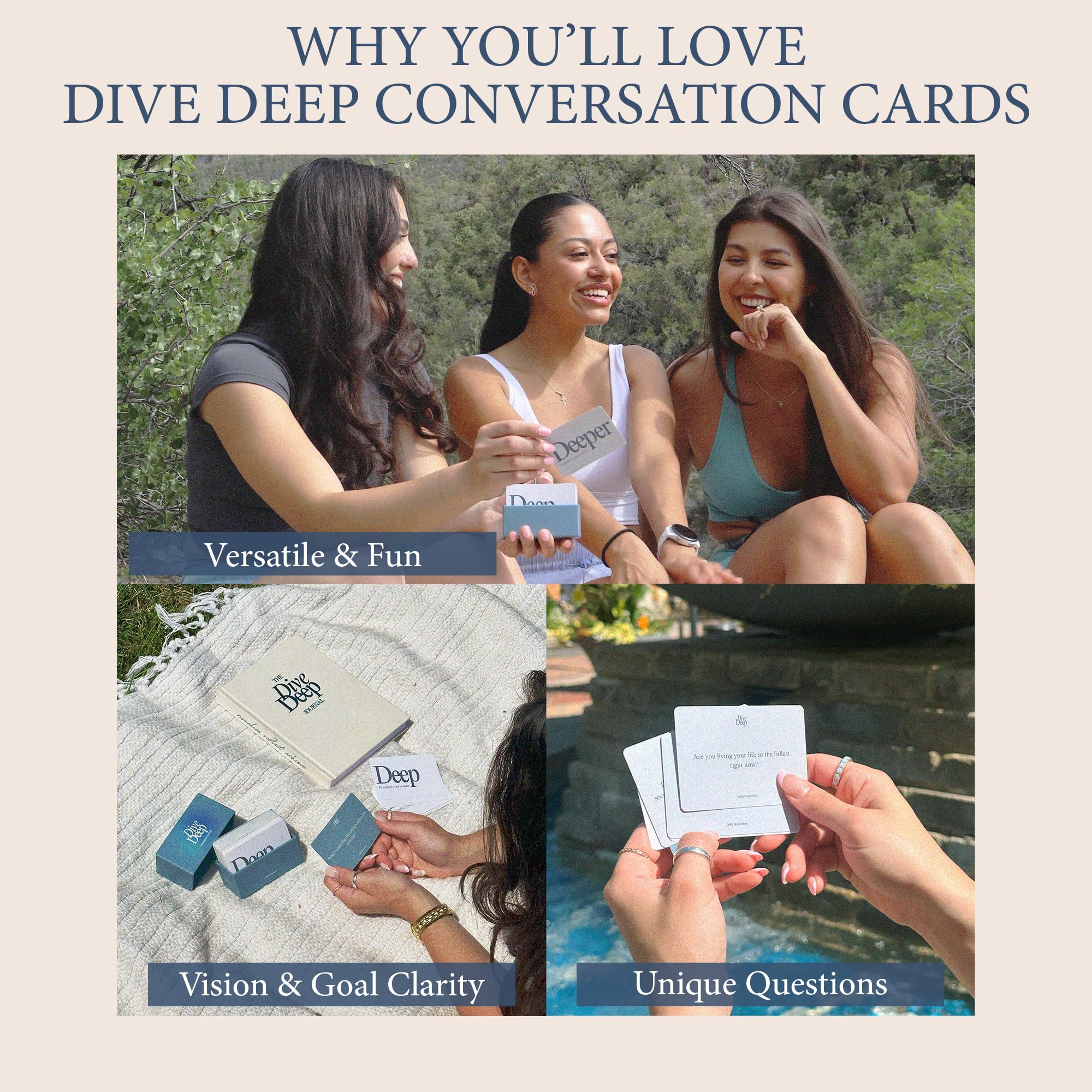 Daily Dopamine Dive Deep Conversation Cards - Lernen Sie sich gegenseitig kennen Eisbrecher | Tiefe & sinnvolle Gespräche | Kartenspiel für Teenager, Erwachsene, Paare | Lustiges Familien-Partyspiel