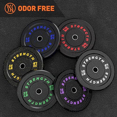 Miniatura 2 de XDDIAS 101525354555LB discos olímpicos de alto rebote con placas de peso de goma moteada de colores para levantamiento de pesas y entrenamiento de