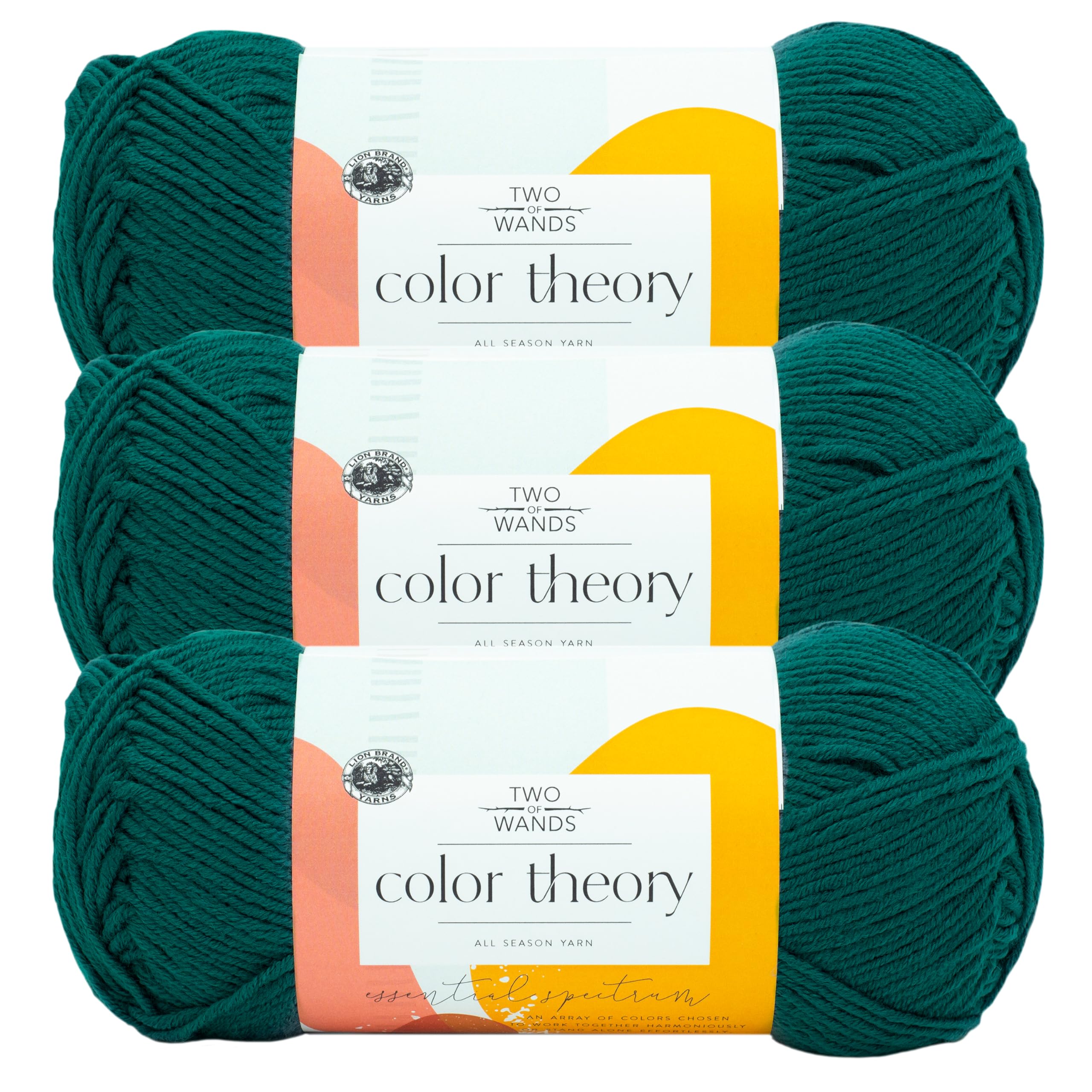 Lion Brand Yarn, Color Theory Worsted Weight Yarn for Knitting and Crochet, Peacock, 3 Pack, Acrylic Fiber with Modern Color Palette, Perfect for