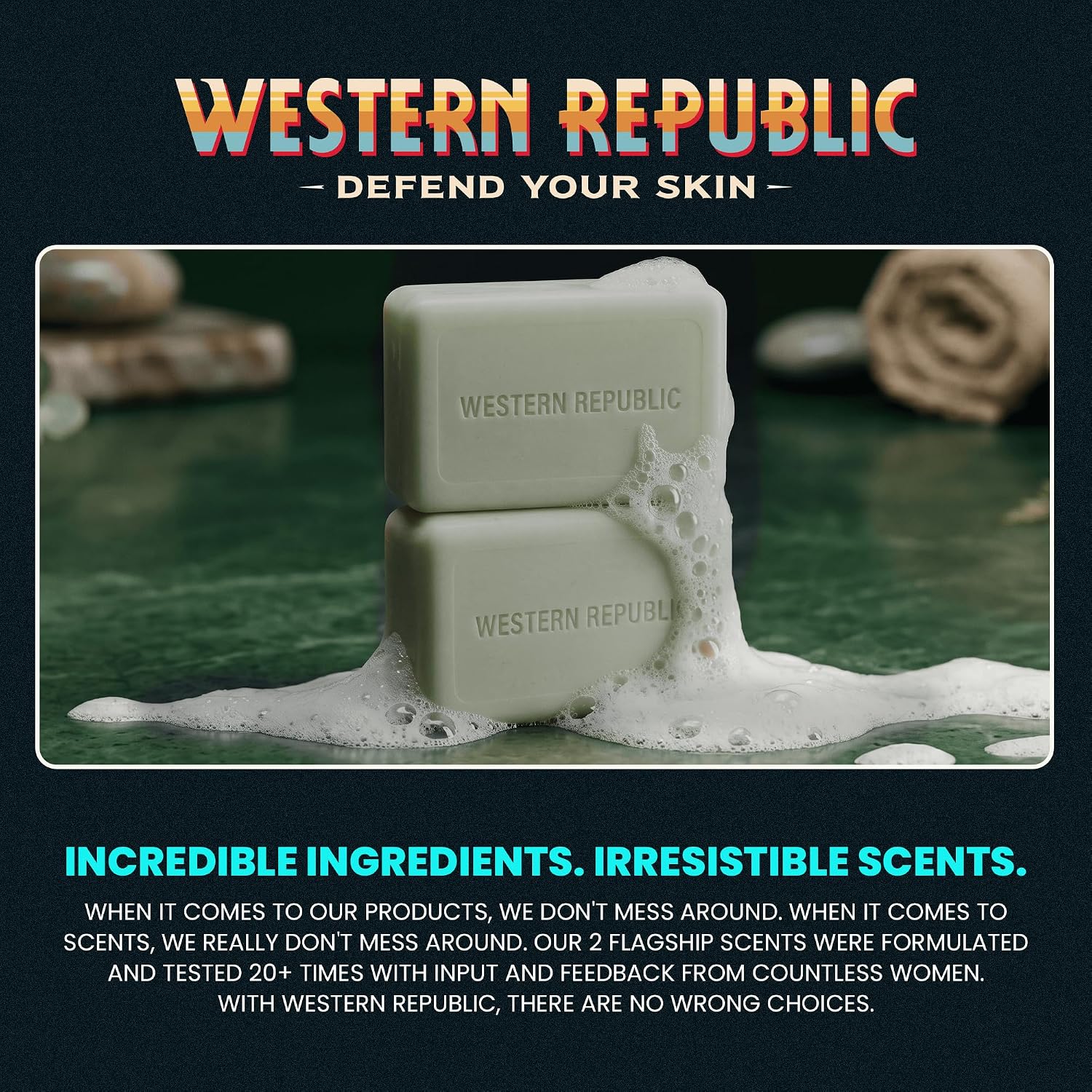 Western Republic - Birchwood Eucalyptus & Alpine Sage Bath & Body Soap Bar - Hydrating Cleanser with Aloe, Glycerin, Niacinamide - 6oz 2 Pack