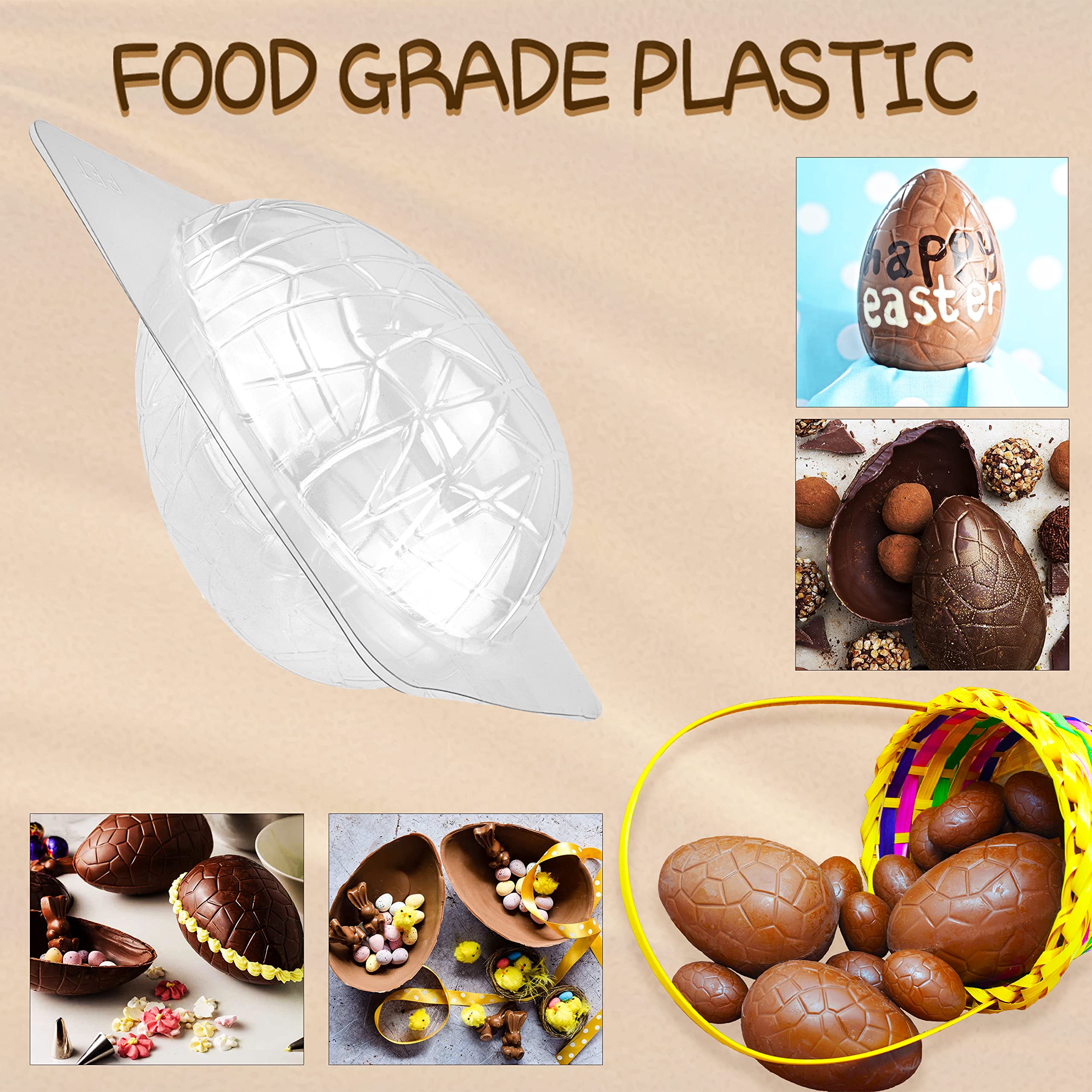 2 Stks Jumbo 3D Pasen Chocolade Eiervormen, Dinosaurus Ei Vorm Cake Decorating Bakken Snoepvormen voor Pasen, Party Bakken Benodigdheden 16cm