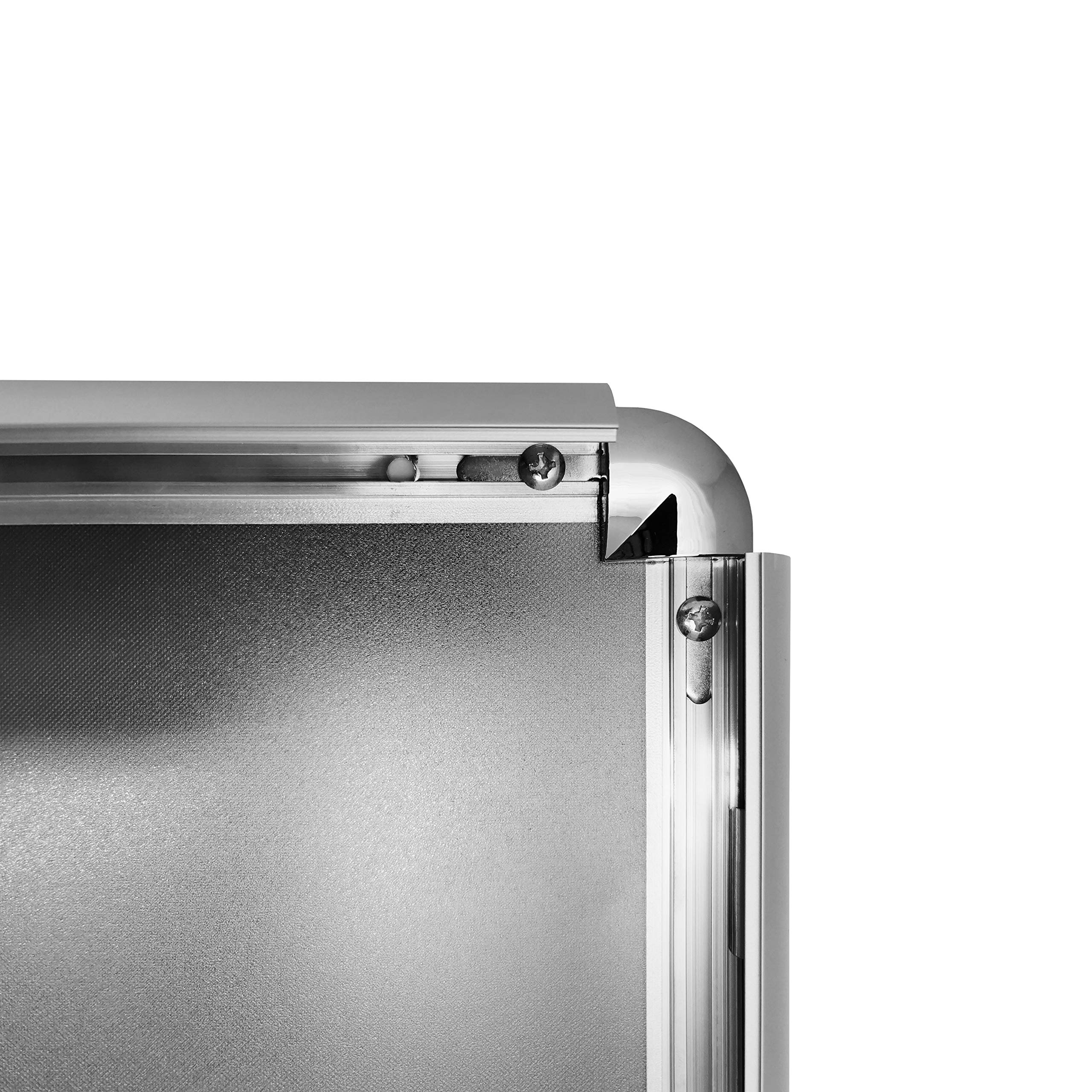 DisplayLager, Calidad danesa – Paquete de Ahorro de 10 Unidades, Color Plateado, DIN A4, Marco Plegable con Perfil de Aluminio de 25 mm, Cristal Protector antirreflectante, Material de fijación