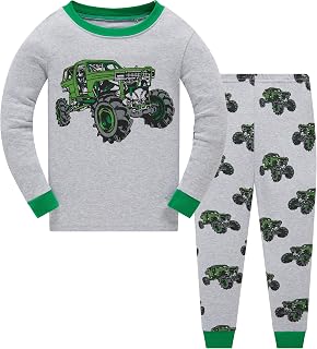 Popshion Boys Pajamas Truck 100% Cotton Pjs Toddler 2 Piece Sleepwear Kids Clothes Set 3t-10t Price In India