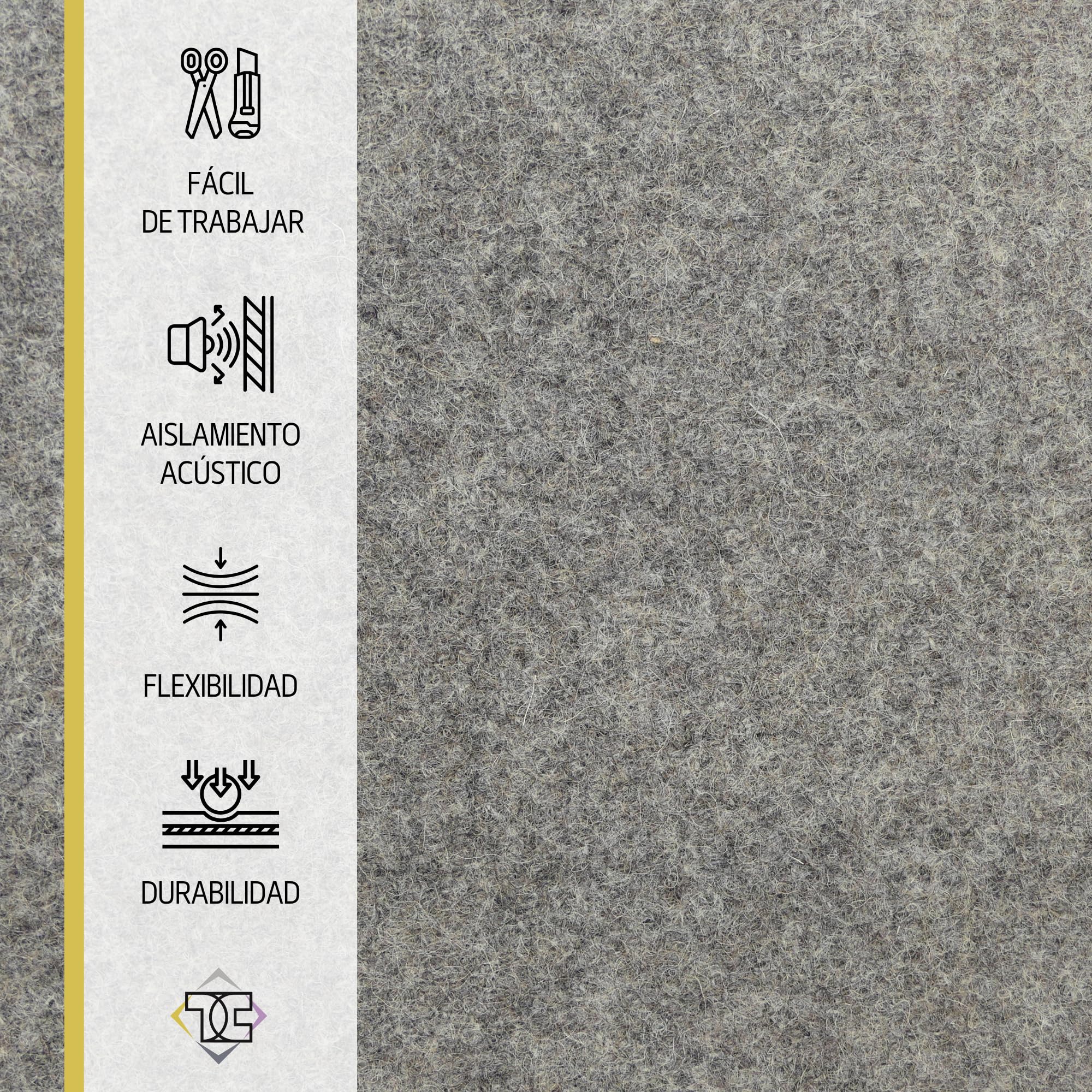 TAPHICEROS Rollo de tela de fieltro, gris, 500 cm x 150 cm, 2 mm, material de relleno, se vende por metros, tela para tapizar interiores para manualidades, bricolaje, automóviles, DIY