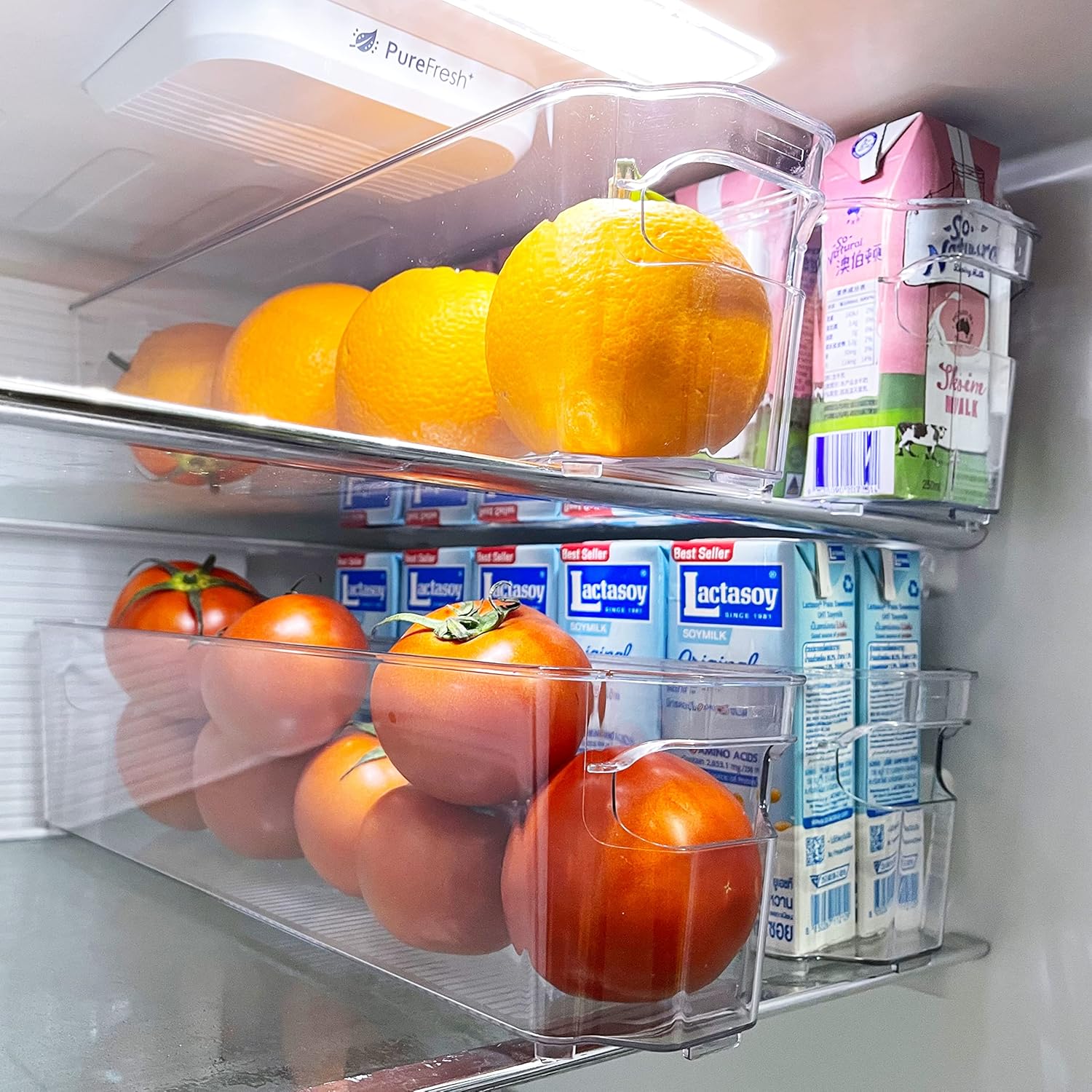 Buy Refrigerator Organizer Bins BOPEY Clear Plastic Bins For Fridge