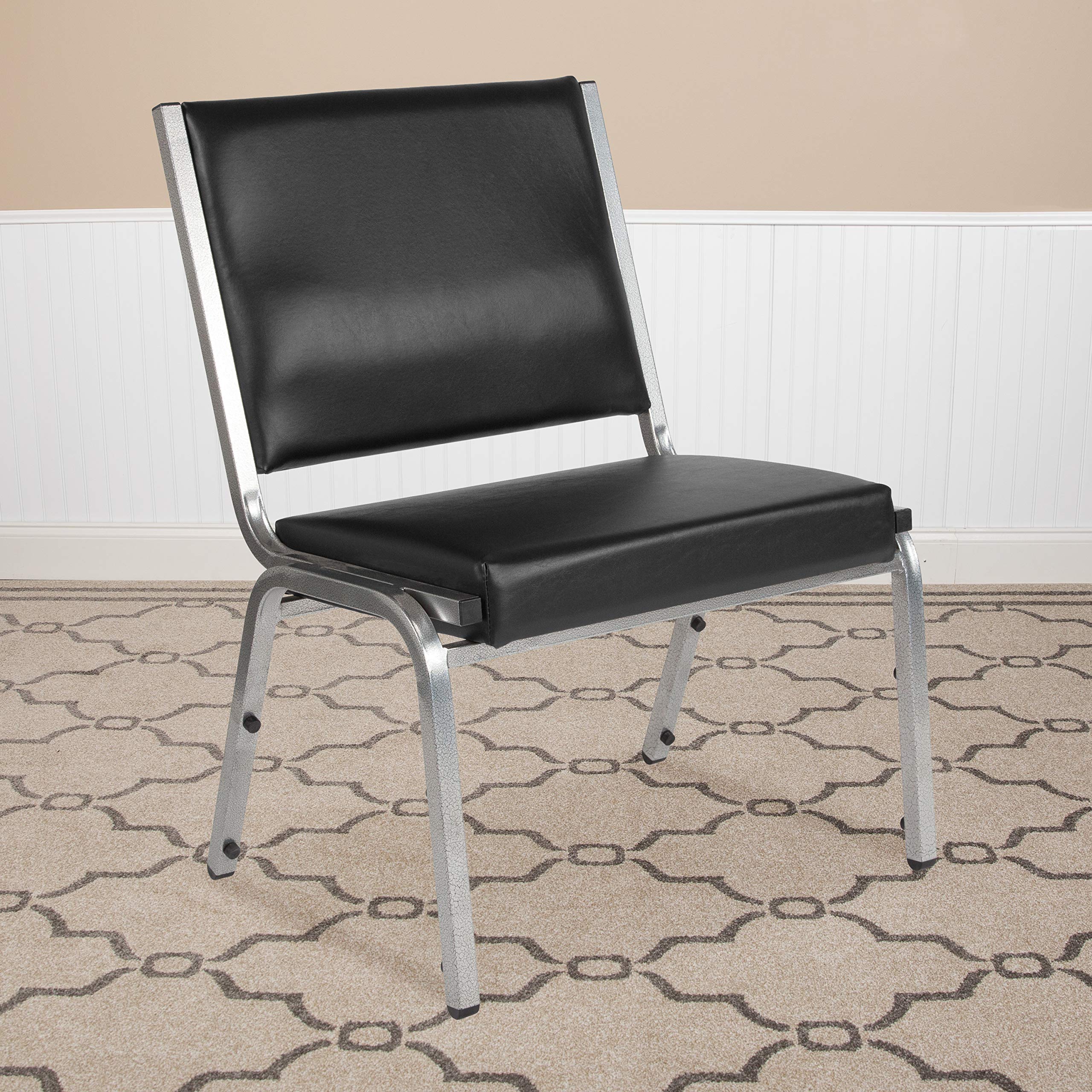 EMMA + OLIVER 4 Pack Black Antimicrobial Vinyl Bariatric Medical Reception Chair