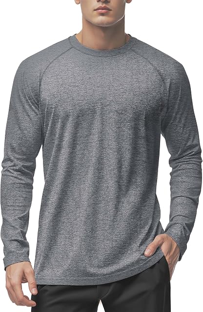 MAGCOMSEN Men's Long Sleeve Shirt Quick Dry UPF 50+ Sun Protection Lightweight T-Shirt Athletic Workout Fishing Tee