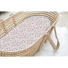 Baby Bassinet Sheets Girl (Antique Rose) 2-Pack - Fitted Bedside Bassinet Sheets - Buttery Soft Cotton Blend for Standard Mattress Pad - Compatible with Halo BassiNest