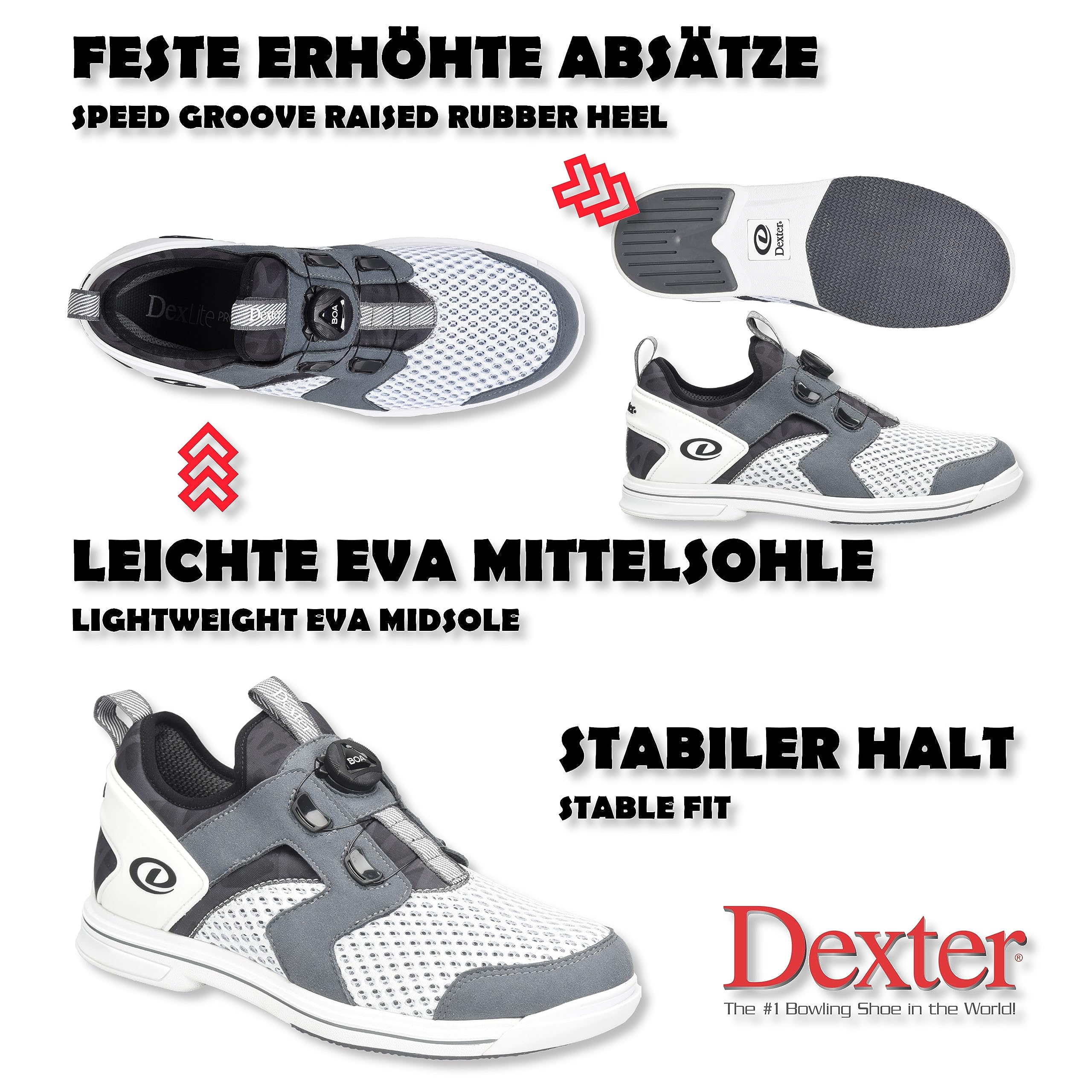 EMAX | Zapatos de bolos Mujer Hombre | Zapatos de Bolos con Suela Intercambiable | Dexter - DexLite Pro BoA |