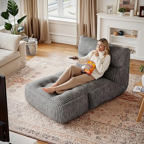Miniatura 7 de Puf gigante para adultos, 31.49 pulgadas de alto, con otomana plegable para sala de estar, dormitorio o balcón, silla grande para leer, juegos, sofá