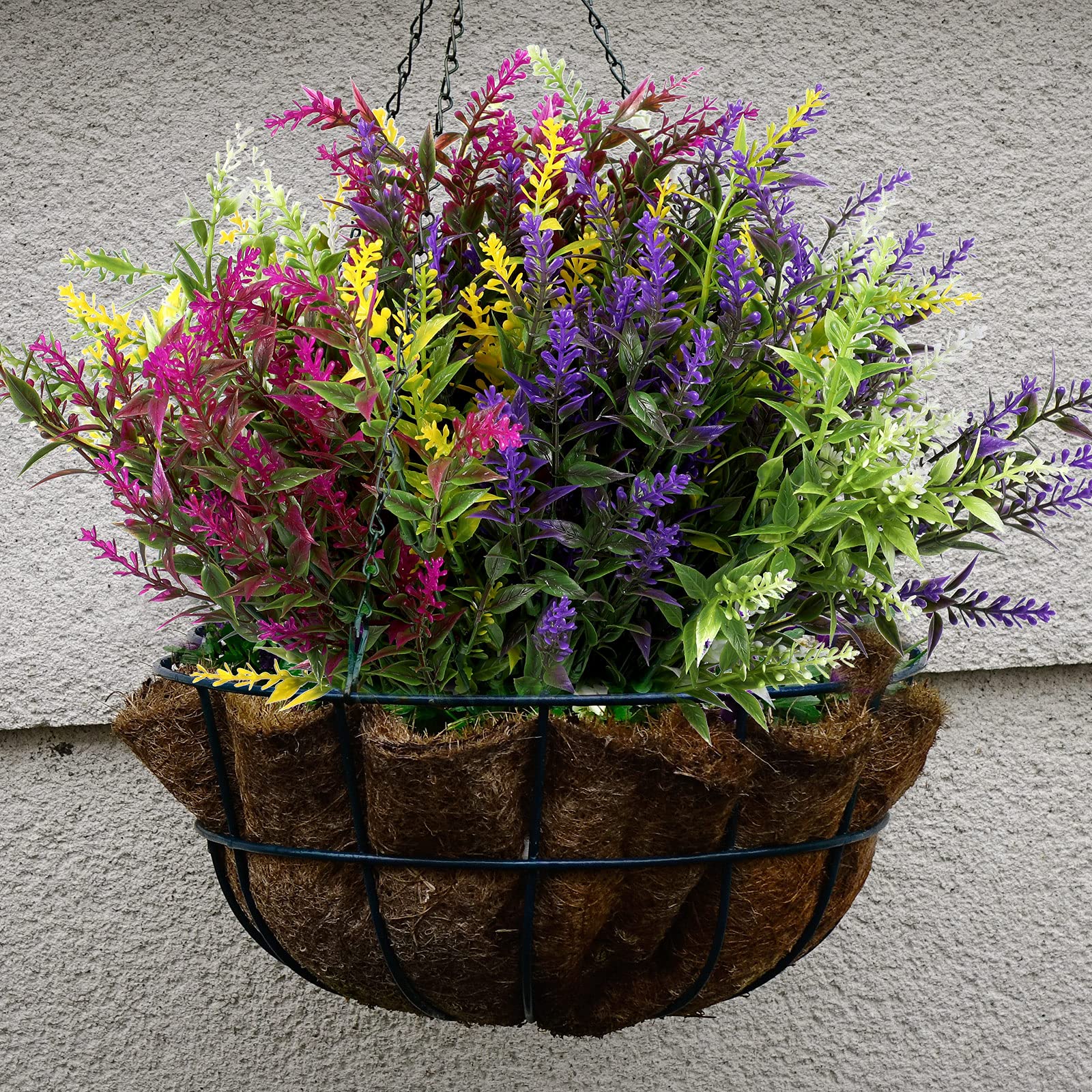 Xinnun 24 fasci di piante artificiali da esterno, resistenti ai raggi UV, fiori finti per esterni, margherite, peonie, lavanda, verde finto per primavera, estate, giardino, portico, esterno e interno