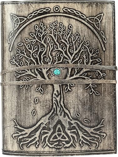 Miniatura 3 de KPL - Diario de cuero recargable con forro de árbol de la vida, hecho a mano, cuaderno de notas diario encuadernado de cuero, bloc de notas para