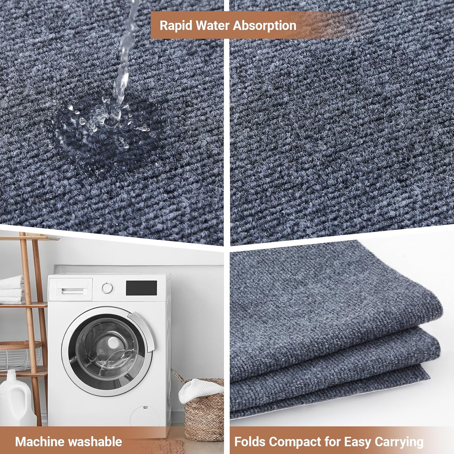 Nuanchu Sensory Mat for Water Table 58 x 45 Inch Sensory Spill Mat TPR Absorbent Waterproof Non-Slip Floor Protector Sand Play Activity Tables, Machine Washable