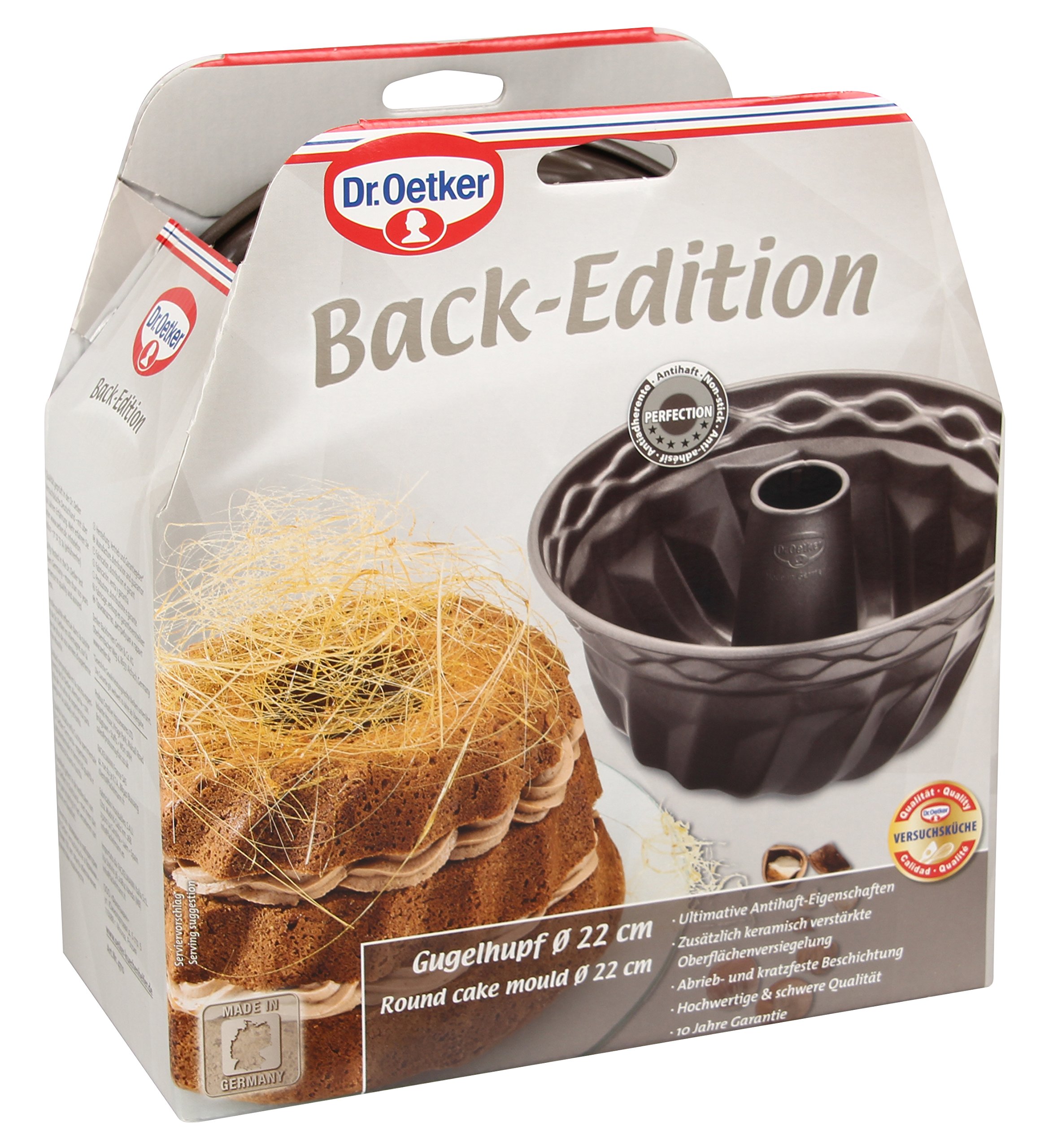 Dr. Oetker Molde de 22 cm de diámetro con Revestimiento Antiadherente Reforzado con cerámica, Resistente al Calor hasta 230 °C, 2300 ml