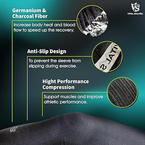Miniatura 4 de Vital Salveo - Manga completa de recuperación de germanio y carbono, manga de compresión para piernas, manga larga para artritis, baloncesto,