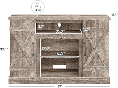 Miniatura 87 de BELLEZE - Soporte de madera rústico para TV de hasta 50", color roble Sargent Gris desteñido,Blanco,Pino Ashland,Gris,claro,Roble