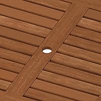 Vista 7 de Furinno FG18006 Tioman - Mesa cuadrada para muebles de patio de madera dura con agujero para paraguas, natural, 35.4 pulgadas de profundidad x 35.4
