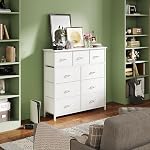 MUTUN Dresser for Bedroom with 9 Drawers, Chest of Drawers with Wooden Top, Tall Dressers Bedroom Clearance, Storage Drawers for Living Room Tv Stand,Closet, Entryway, White