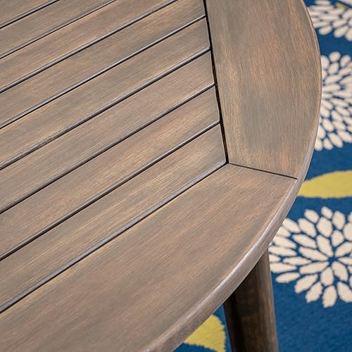 Miniatura 5 de Christopher Knight Home Shipp Outdoor - Juego de comedor de 5 piezas de madera y mimbre, acabado grisplateado