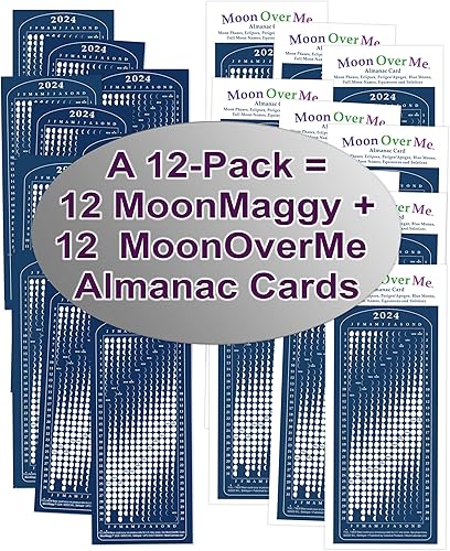 Miniatura 3 de Calendario lunar 2024, imán, MoonMaggy - 12 juegos, 12 calendarios magnéticos más 12 tarjetas de información de Almanaque Moon Over Me