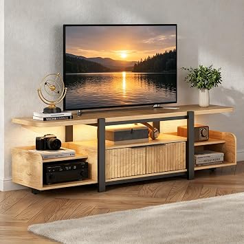 Gyfimoie TV Stand with LED Lights & Storage Cabinet for TVs up to 55"/60