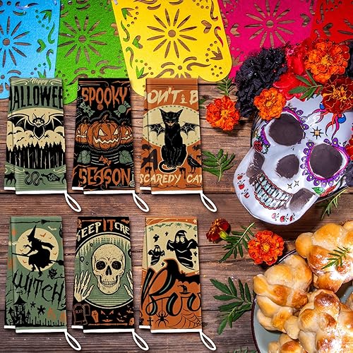 Miniatura 5 de Ganeen Juego de 6 toallas de mano de cocina de Halloween, juego de té de día festivo, juego de té decorativo para baño, 14.2 x 21.3 pulgadas