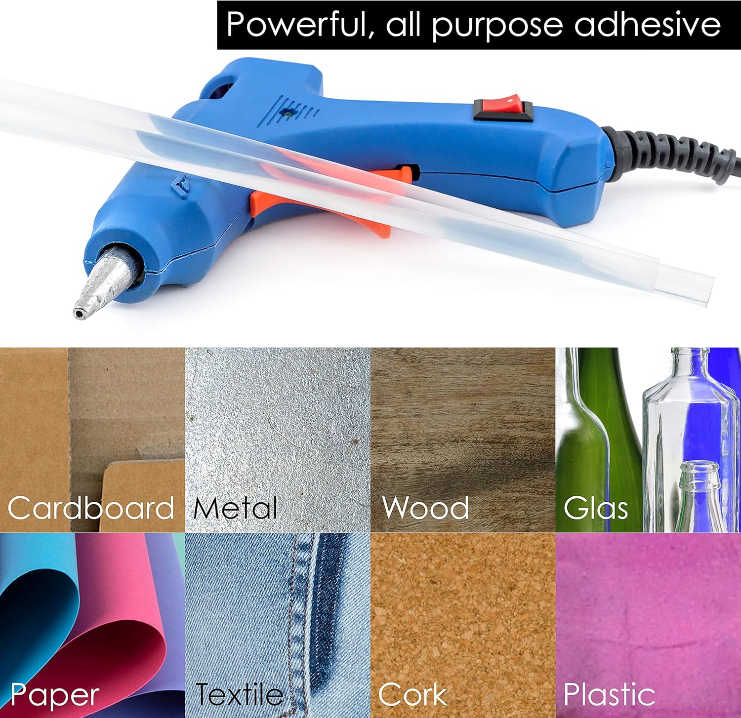 OfficeTree 50 x Hot Glue Sticks - 8“ Long x 0.43“ Diameter - Extra-Powerful Glue Gun Sticks - For Standard Hot Glue Guns - Transparent - Quick-Drying - Gluestick Pack : Arts, Crafts & Sewing