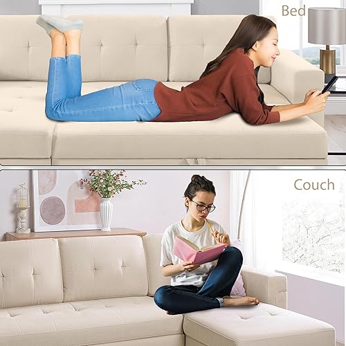 Miniatura 5 de Naomi Home Transforma cualquier espacio sofá seccional con sofá cama convertible y diván acogedor. Encuentra la comodidad tranquila con el diseño