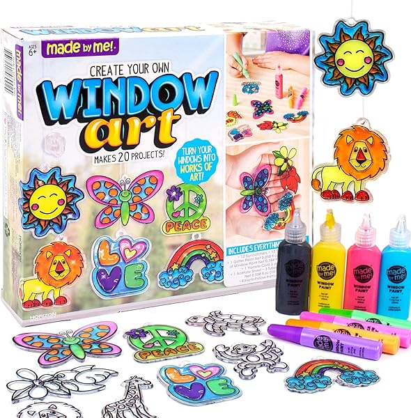 Made By Me Create Your Own Window Art, Paint Your Own Suncatchers, DIY Arts & Crafts Idea, Craft Kits for Kids, Crafts for Kids & Toddlers, Toddler Arts and Crafts