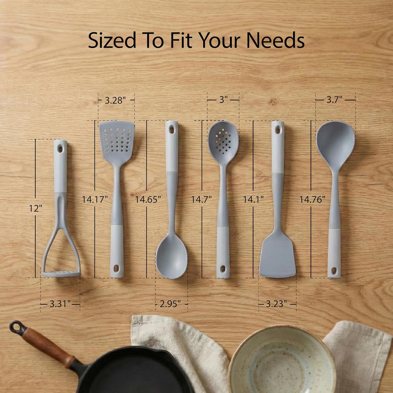 Met Lux Silicone Utensil Sets, 10 Nylon Head Cooking Utensil Sets - 6 Pieces Per Set, High-Heat Tolerance, Gray And White Nylon Kitchen Utensils, For No-Stick Cookware - Restaurantware