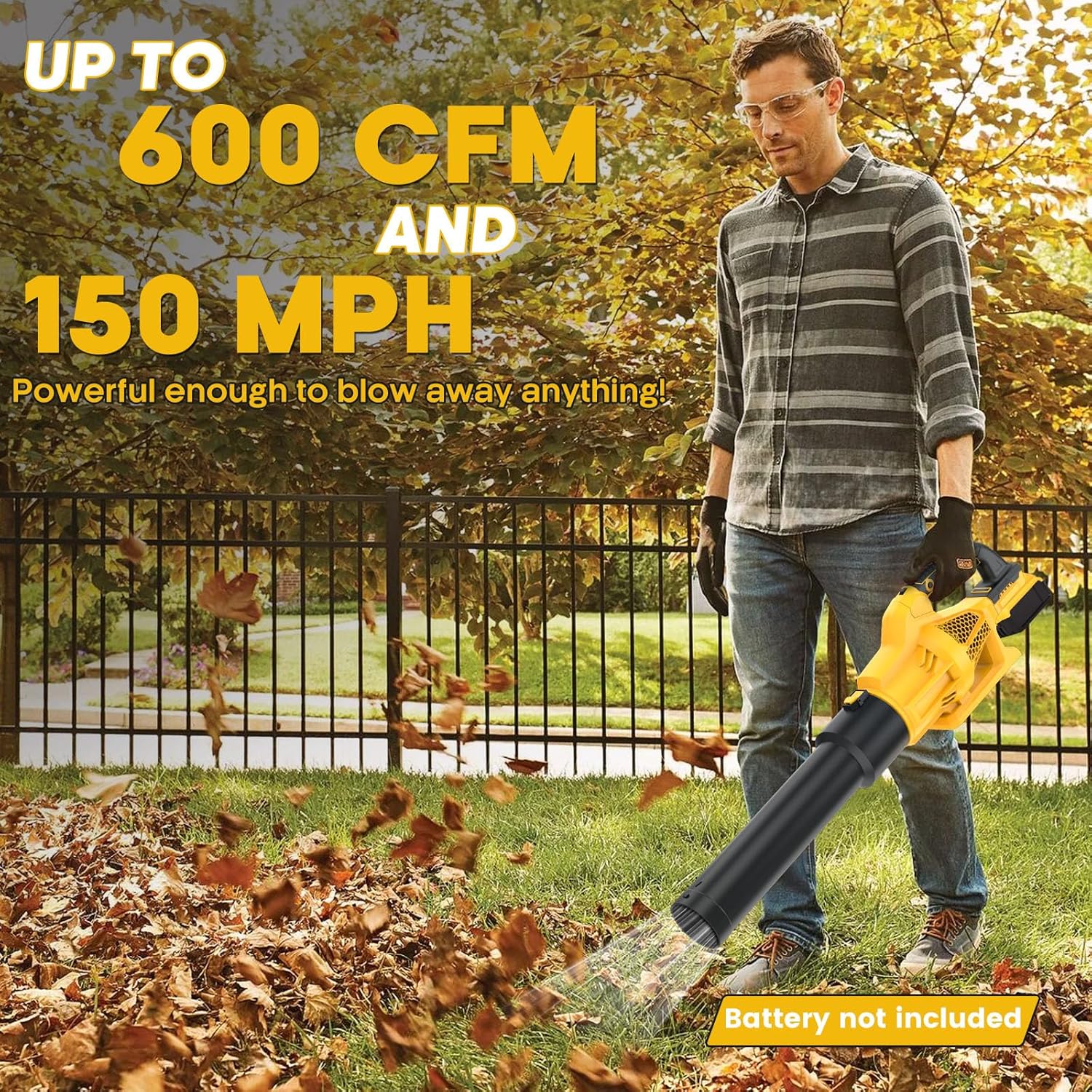 2025 Cordless Leaf Blower Compatible with Dewalt 20V Max Battery, 500CFM/150MPH Electric Leaf Blower Cordless, 6 Speed Modes, Battery Powered Blowers for Lawn Care, Yard (Tool Only)