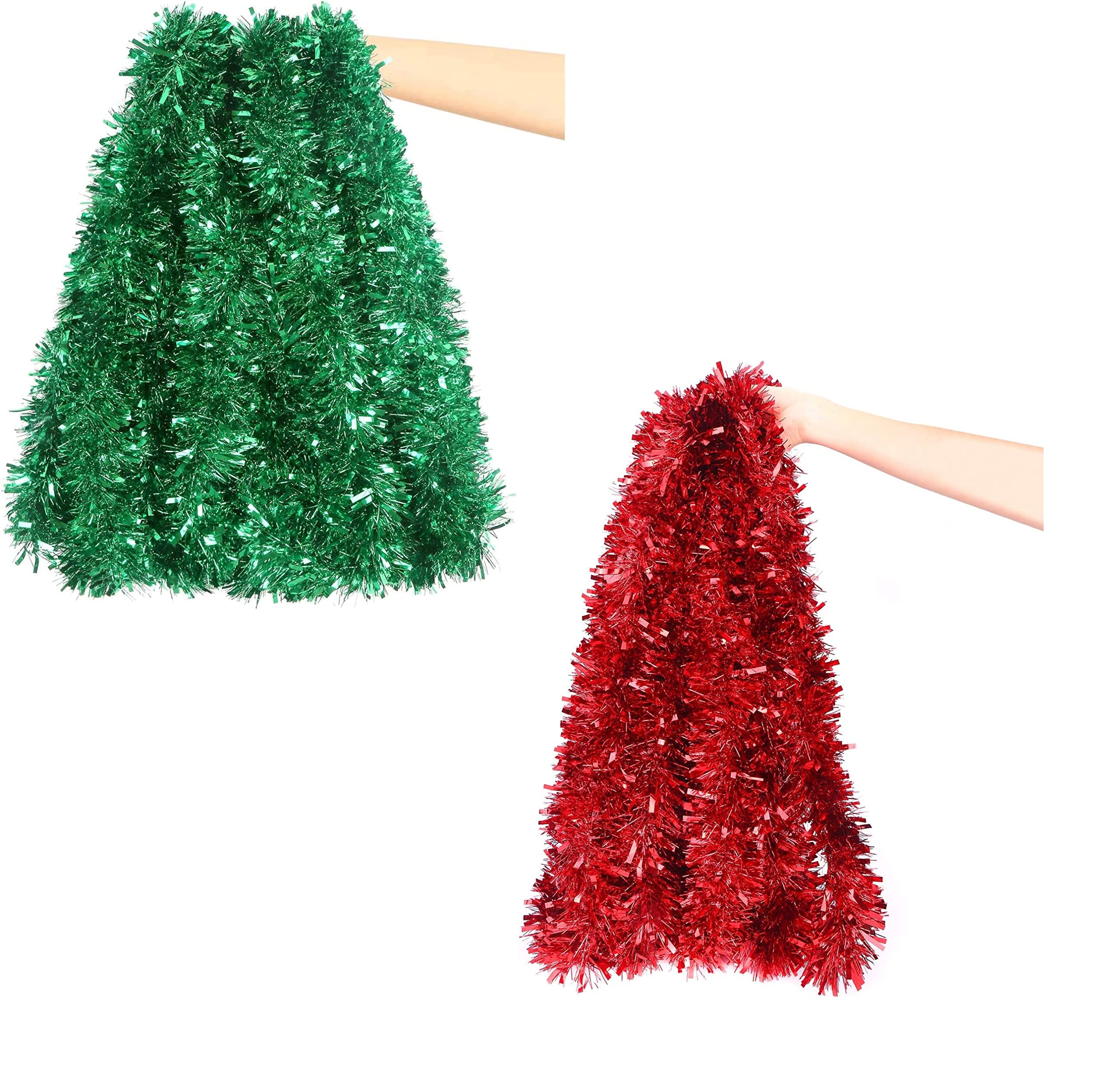 Silver Christmas Tinsel Garland - 5 Pack -8