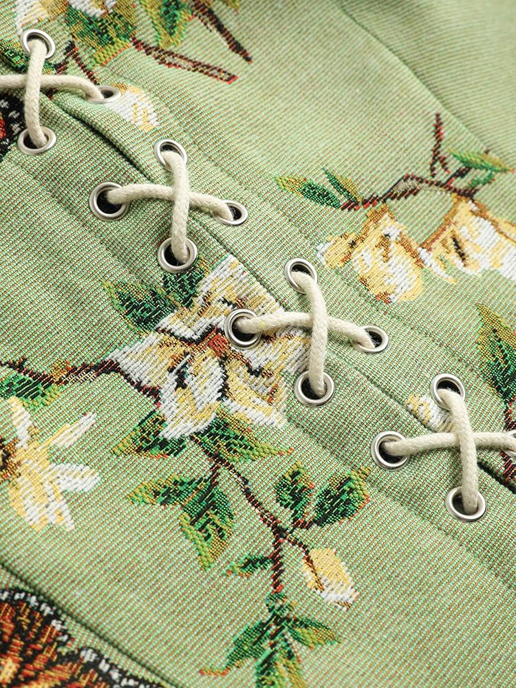 CIDER Secret Garden Corset Mini Dress: Green, XXS at Amazon
