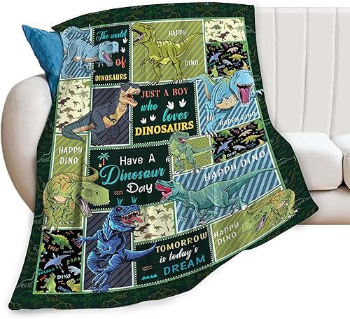 Manta de dinosaurio, manta acogedora de franela de vellón de felpa, ligera, regalos de dinosaurios para niños, niñas, niños, adolescentes, para