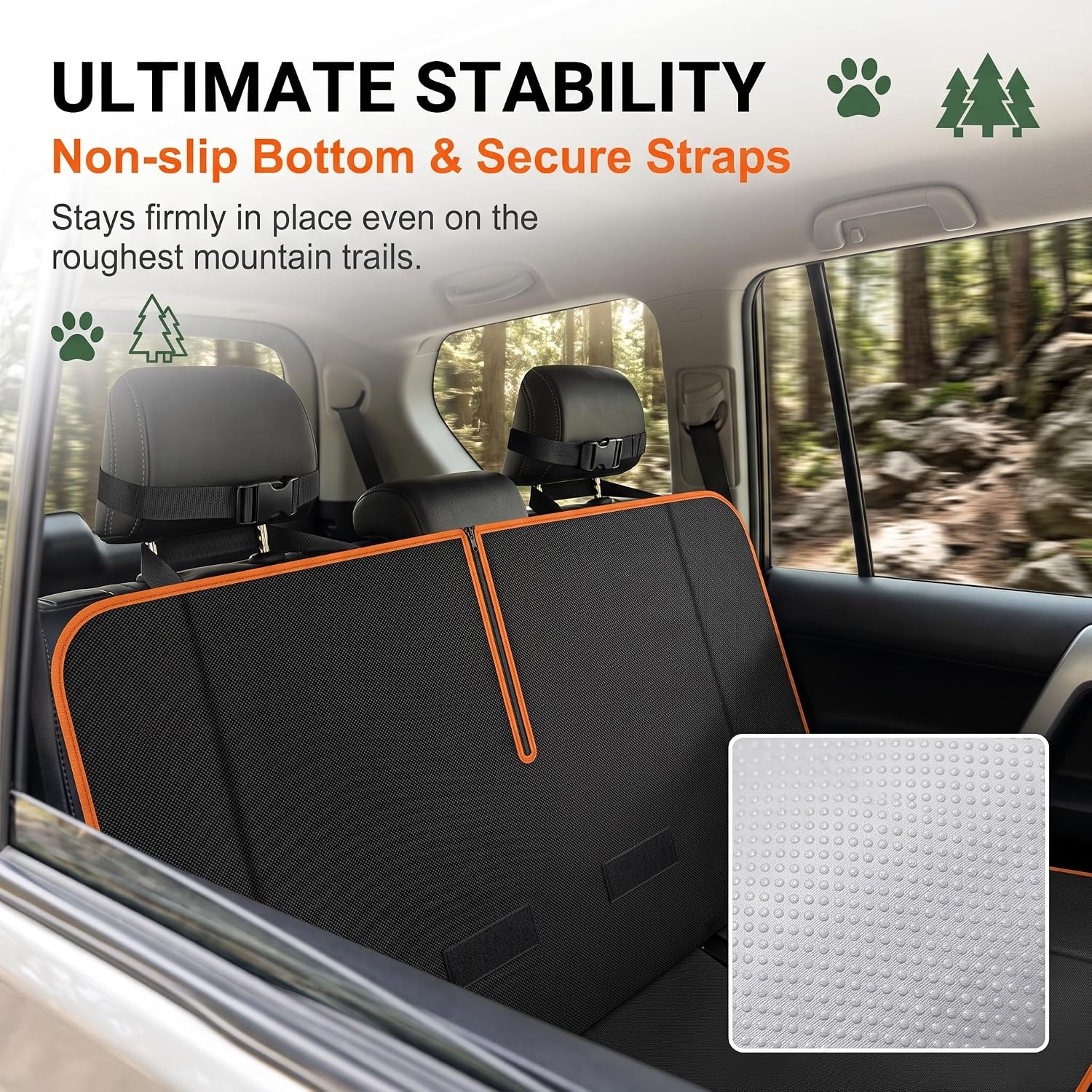 Dog Car Seat Cover for Back Seat, Waterproof & Scratch-Resistant Dog Hammock for Car, 145 x 135CM Foldable Rear Liner Cover for Dogs in Car, Truck and SUV (Black) image 5