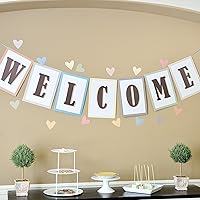 Vista 3 de Youngever 67 banderines de confeti de bienvenida con borde dorado (diseño bohemio)