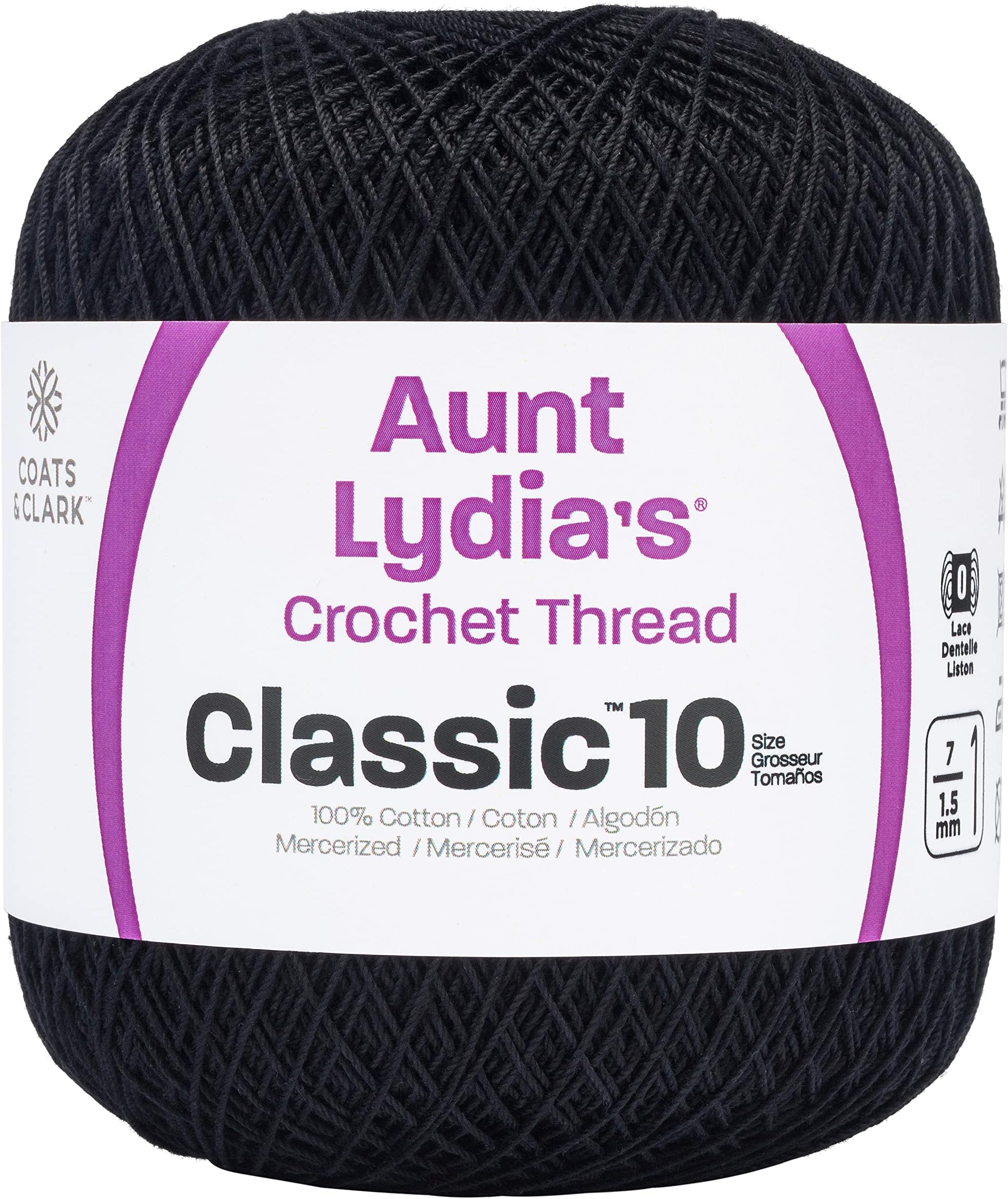 Coats Crochet Classic Crochet Thread, 1 Pack, Black, 1050 Foot