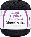 Coats Crochet Aunt Lydia's Crochet, Cotton Classic Size 10, Black